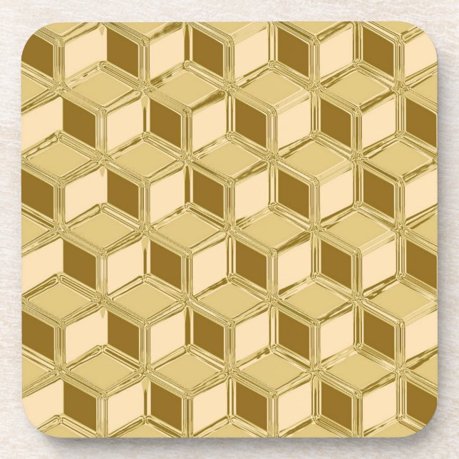 Chrome 3D-Boxen - goldfarben Untersetzer (Vorderseite)