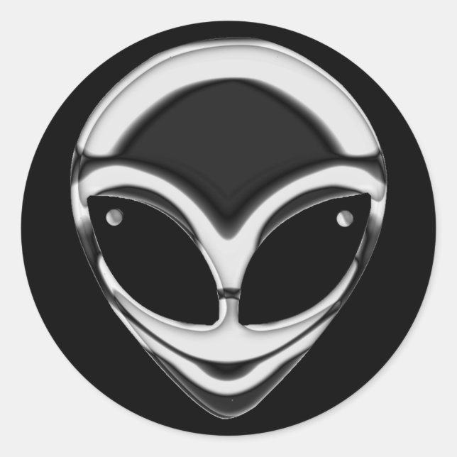 CHROME ALIEN HEAD RUNDER AUFKLEBER (Vorderseite)