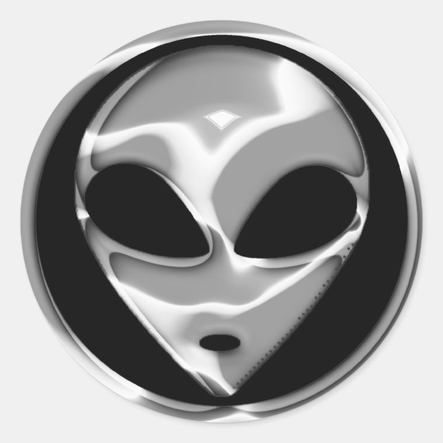 CHROME ALIEN HEAD RUNDER AUFKLEBER (Vorderseite)