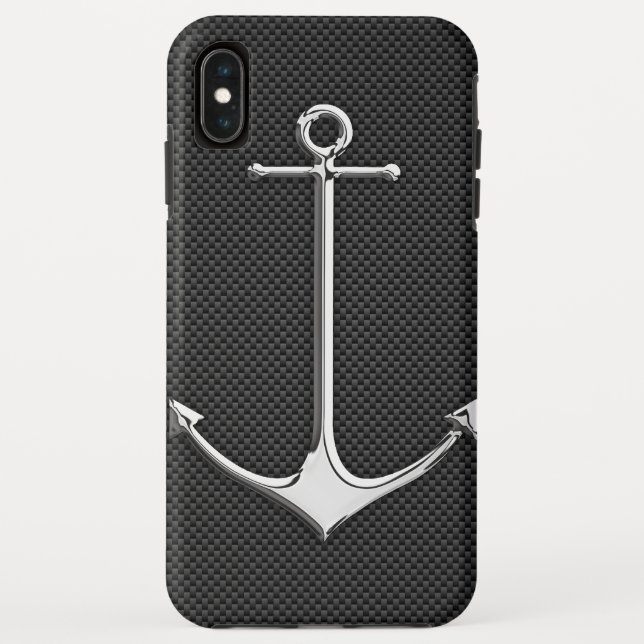 Chrome Anchor auf Kohlenstofffaser Nautical Lifest Case-Mate iPhone Hülle (Rückseite)