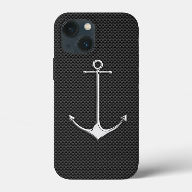 Chrome Anchor auf Kohlenstofffaser Nautical Lifest Case-Mate iPhone Hülle (Rückseite)