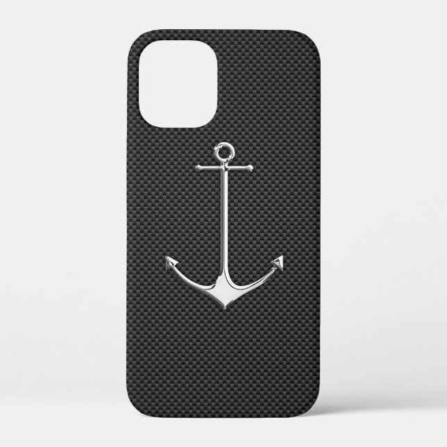 Chrome Anchor auf Kohlenstofffaser Nautical Lifest Case-Mate iPhone Hülle (Rückseite)