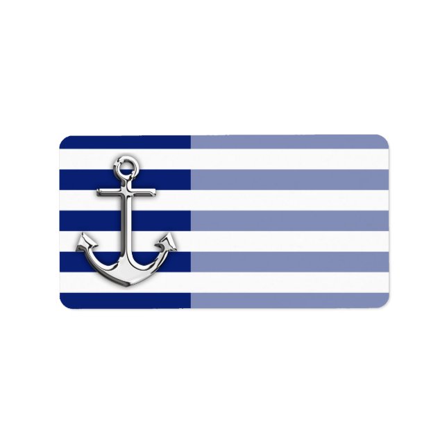 Chrome Anchor auf Navy Stripes Adressaufkleber (Vorne)