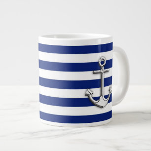 Chrome Anchor auf Navy Stripes Jumbo-Tasse
