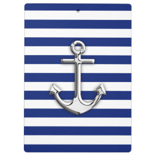 Chrome Anchor auf Navy Stripes Klemmbrett