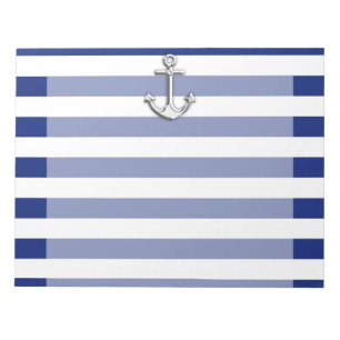 Chrome Anchor auf Navy Stripes Notizblock