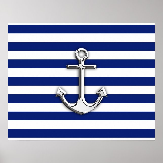 Chrome Anchor auf Navy Stripes Poster (Vorne)