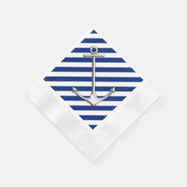Chrome Anchor auf Navy Stripes Serviette