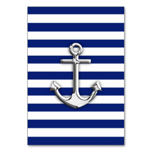 Chrome Anchor auf Navy Stripes Tischnummer