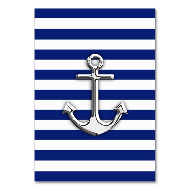 Chrome Anchor auf Navy Stripes Tischnummer (Vorderseite)