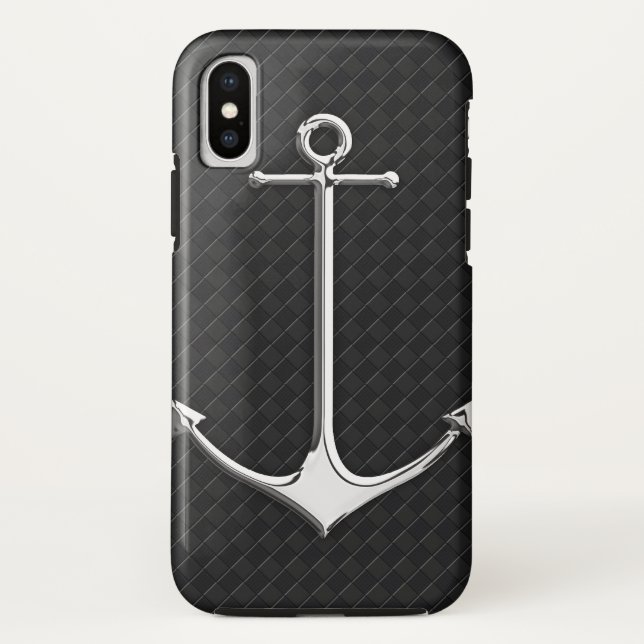 Chrome Anchor Leather Schachbretts Nautische Lifes Case-Mate iPhone Hülle (Rückseite)
