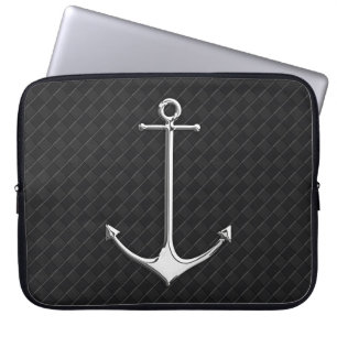 Chrome Anchor Leather Schachbretts Nautische Lifes Laptopschutzhülle