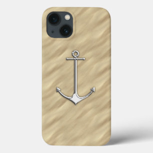 Chrome Anchor on Sandy Beach Print iPhone 13 Hülle