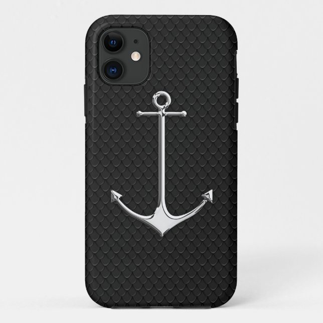 Chrome Anchor on Snake Skin Nautical Lifestyle Case-Mate iPhone Hülle (Rückseite)