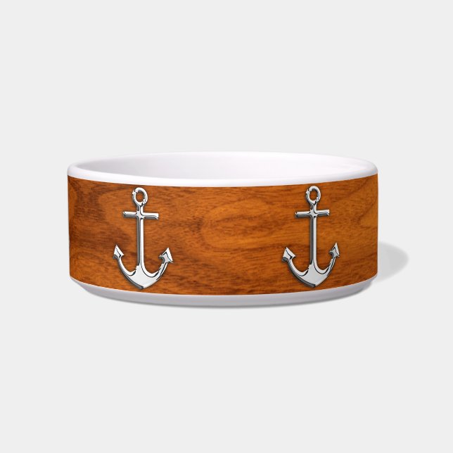 Chrome Anchor on Teak Veneer Style Napf (Vorderseite)