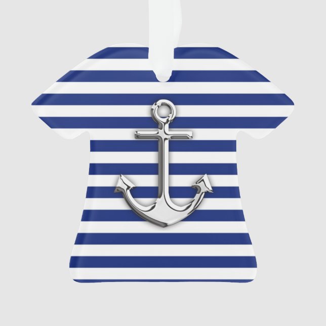 Chrome Anker auf Navy Stripes Print Ornament (Vorderseite)