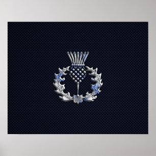 Chrome auf Carbon Fibre Print Scottish Thistle Poster