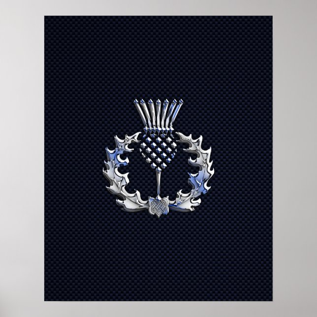 Chrome auf Carbon Fibre Print Scottish Thistle Poster (Vorne)