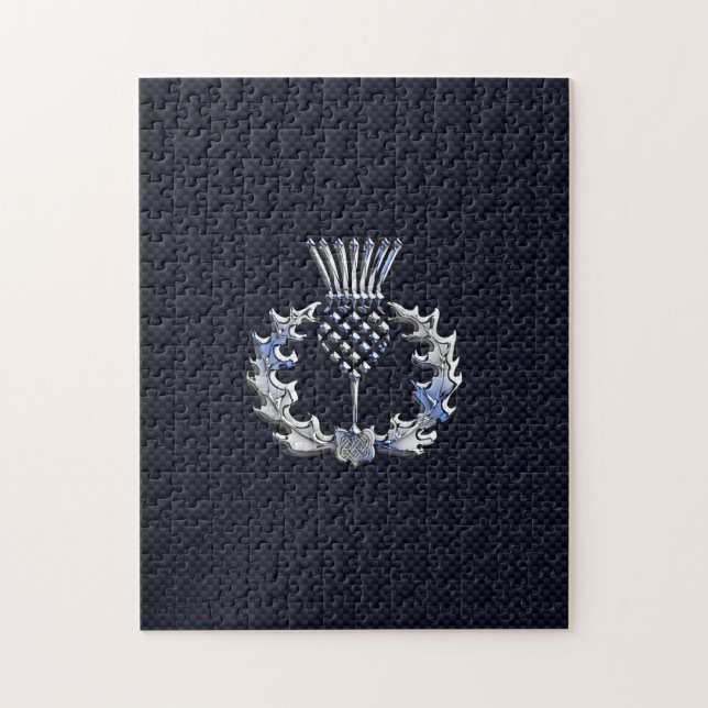 Chrome auf Carbon Fibre Print Scottish Thistle Puzzle (Vertikal)