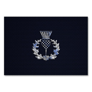 Chrome auf Carbon Fibre Print Scottish Thistle Tischnummer