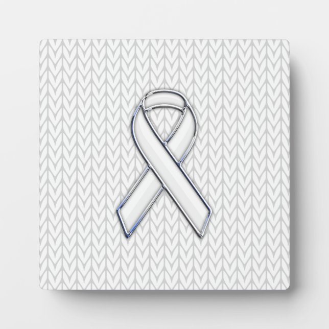Chrome auf dem "White Strick Ribbon Awareness Prin Fotoplatte (Vorderseite)