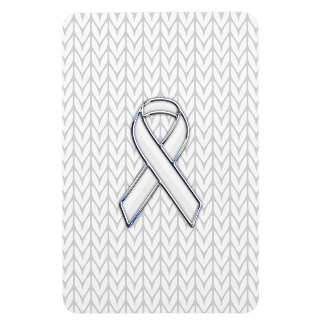 Chrome auf dem "White Strick Ribbon Awareness Prin Magnet (Vertikal)