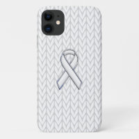 Chrome auf dem White Strick Ribbon-Bewusstsein