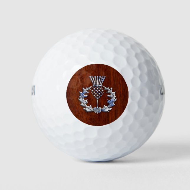 Chrome auf Mahogany Print Scottish Thistle Golfball (Vorderseite)