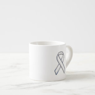 Chrome Belted Style White Ribbon Awareness Espressotasse