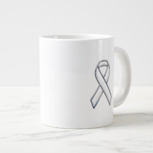 Chrome Belted Style White Ribbon Awareness Jumbo-Tasse