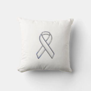 Chrome Belted Style White Ribbon Awareness Kissen