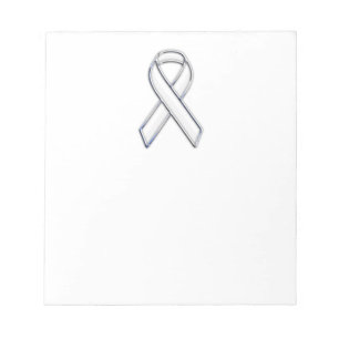 Chrome Belted Style White Ribbon Awareness Notizblock