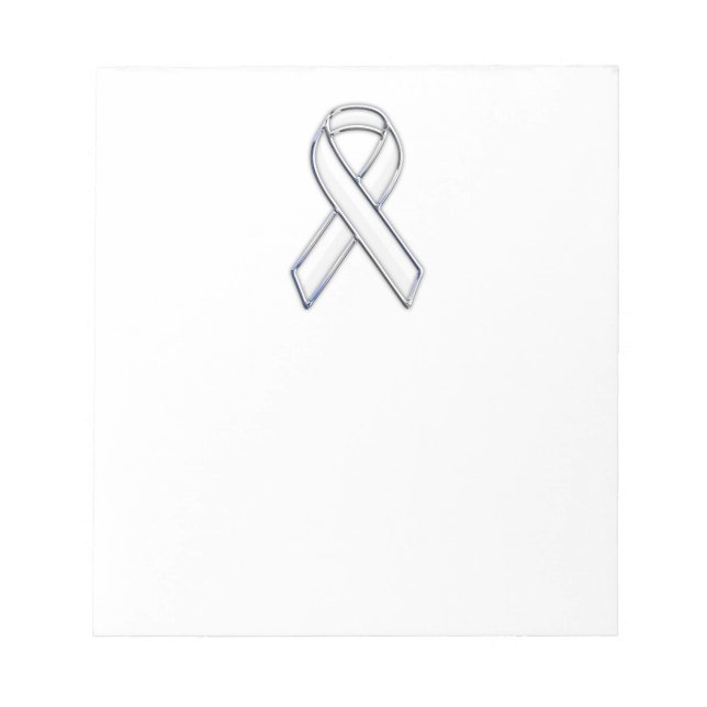 Chrome Belted Style White Ribbon Awareness Notizblock (Vorderseite)