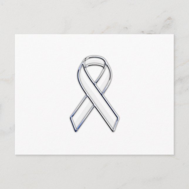 Chrome Belted Style White Ribbon Awareness Postkarte (Vorderseite)