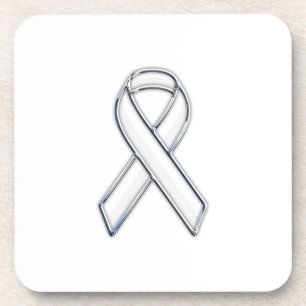Chrome Belted Style White Ribbon Awareness Untersetzer