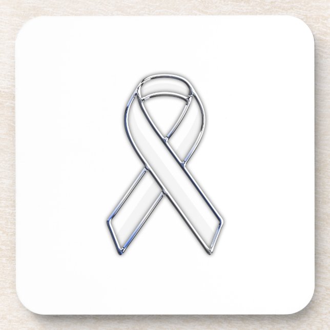 Chrome Belted Style White Ribbon Awareness Untersetzer (Vorderseite)
