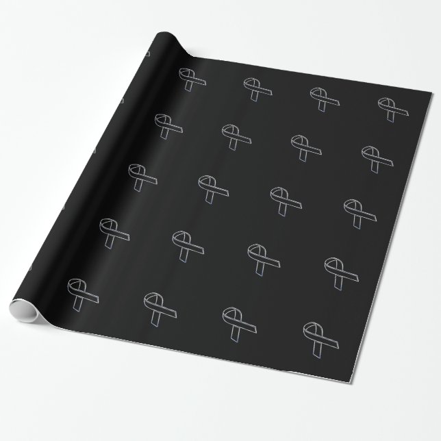 Chrome Black on Black Ribbon Awareness Geschenkpapier (Ungerollt)