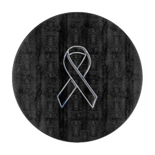 Chrome Black on Black Ribbon Awareness Schneidebrett