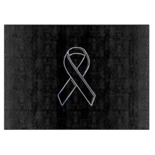 Chrome Black on Black Ribbon Awareness Schneidebrett