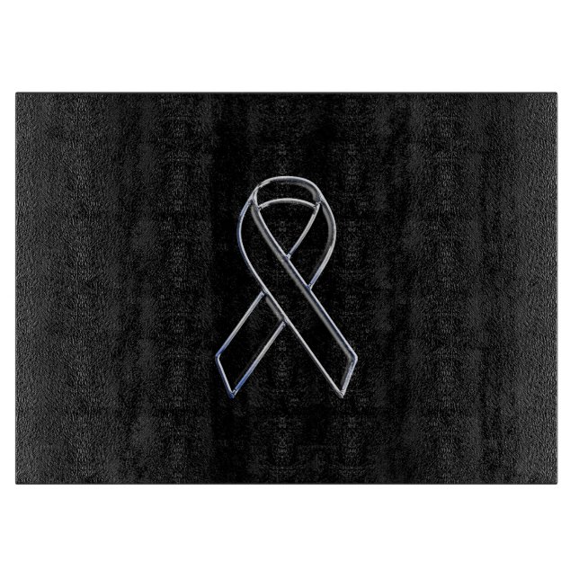 Chrome Black on Black Ribbon Awareness Schneidebrett (Vorderseite)