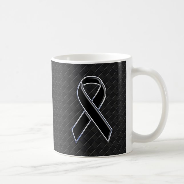 Chrome Black Ribbon Awareness Decor Kaffeetasse (Rechts)