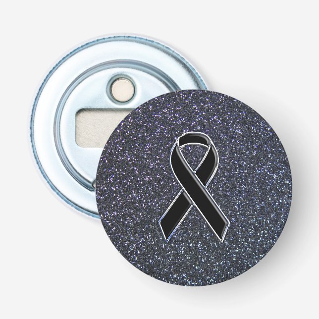 Chrome Black Ribbon Awareness Midnight Blue Flaschenöffner (Vorderseite)