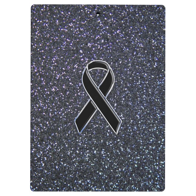 Chrome Black Ribbon Awareness Midnight Blue Klemmbrett (Rückseite)