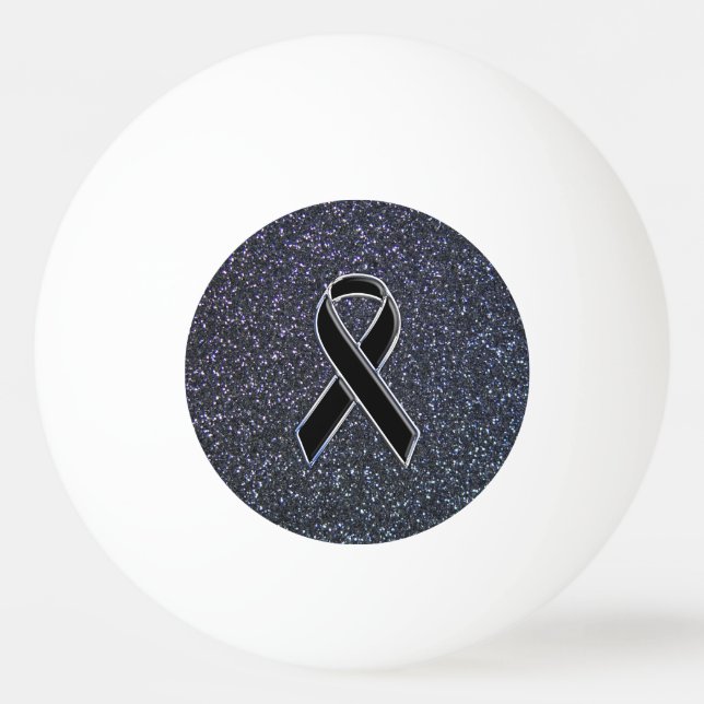 Chrome Black Ribbon Awareness Midnight Blue Tischtennisball (Vorderseite)