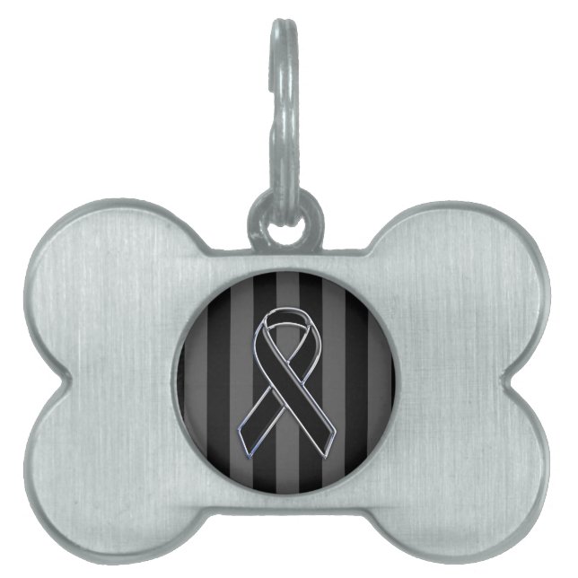 Chrome Black Ribbon Awareness Stripes Tiermarke (Vorderseite)
