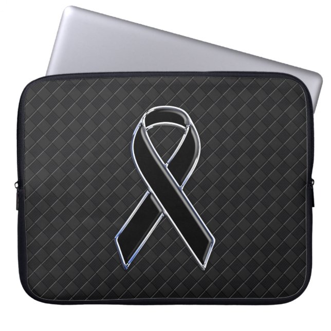 Chrome Black Ribbon Awareness Style Laptopschutzhülle (Vorderseite)