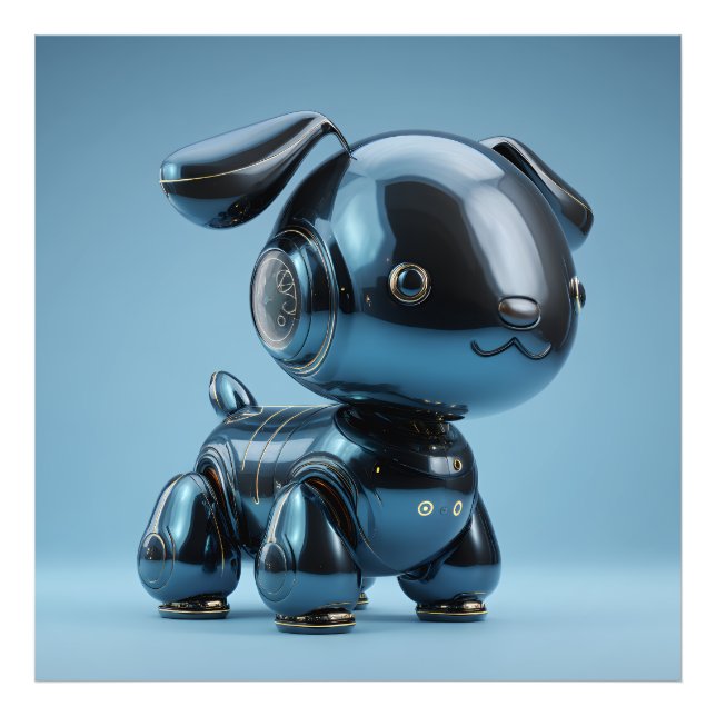 Chrome-Blau-Roboterhund Fotodruck (Vorne)