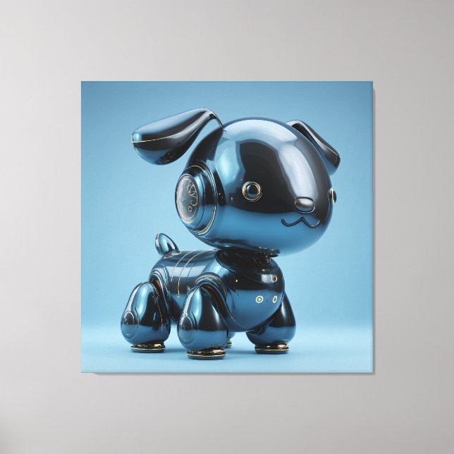 Chrome-Blau-Roboterhund Leinwanddruck (Vorderseite)