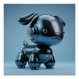 Chrome-Blau-Roboterhund Poster