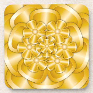 Chrome-Blume - goldene Beverage Coaster Getränkeuntersetzer